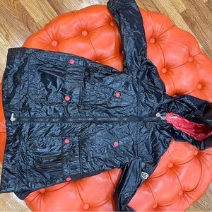 Girls Navy blue and pink Moncler Rain jacket.